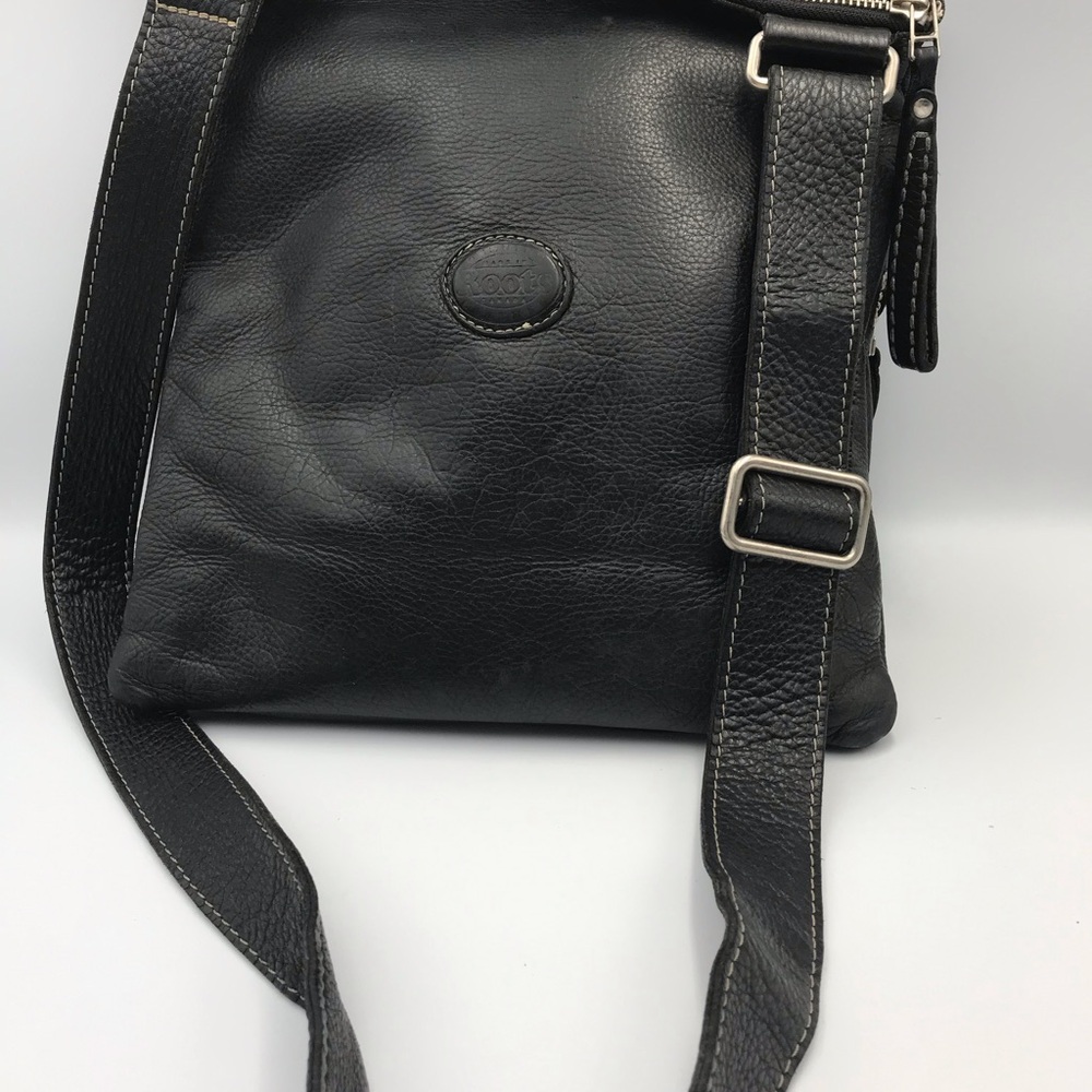ROOTS ‘VILLAGER’Black Pebbled Leather Everyday Comfortable Crossbody Bag Vintage - Picture 2 of 16